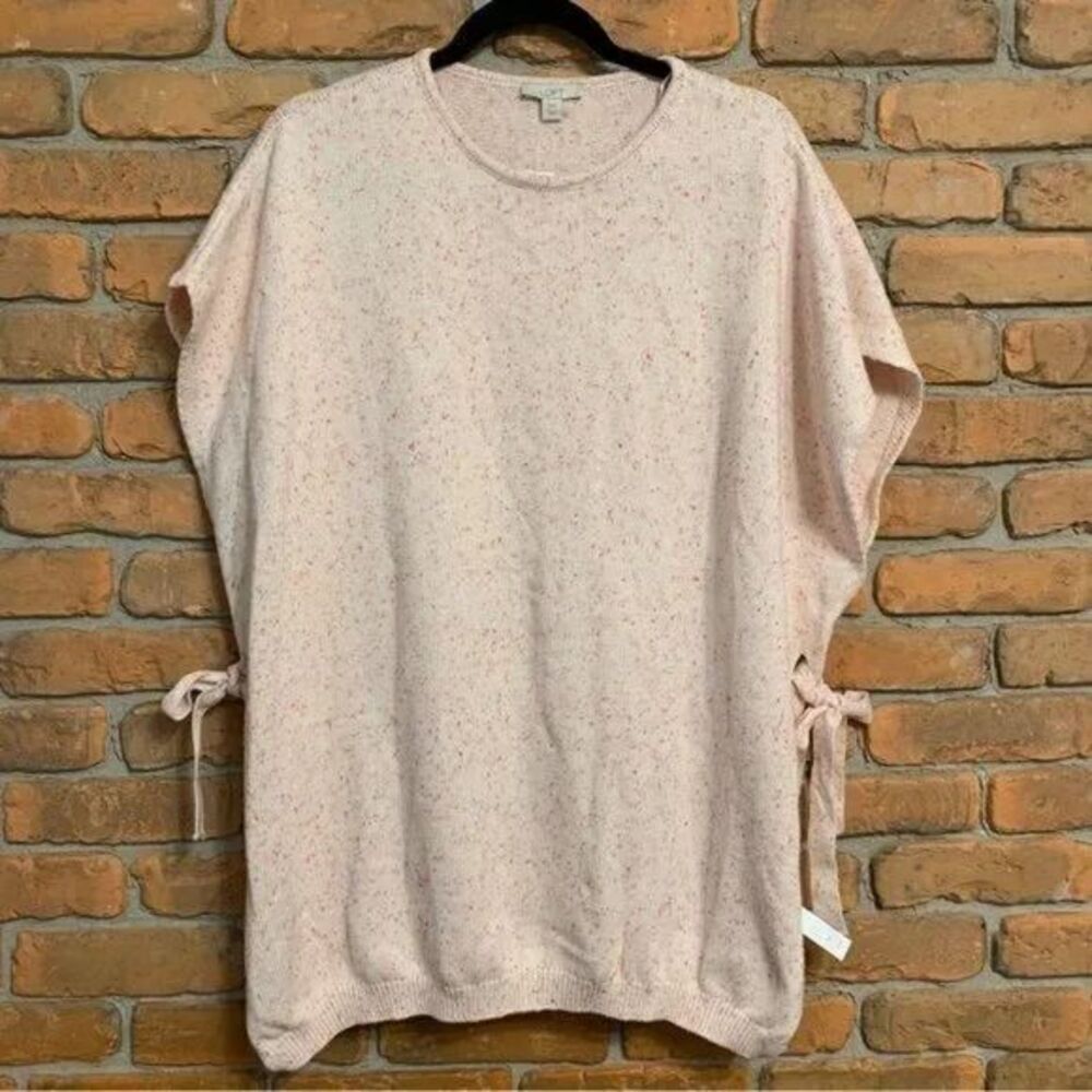 LOFT Sweater Womens XS/S Pink Side Tie Speckled Poncho Knit Top Oversized NWT‎